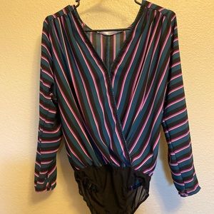 Striped Lowcut Bodysuit